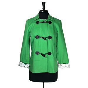 Banana Republic Women's Jacket Green Snap Button Toggle Umbrella Lined Twill S